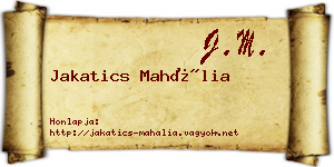 Jakatics Mahália névjegykártya